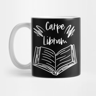 Carpe Librum - White Graphic Version - Seize the Book - Carpe Diem Mug